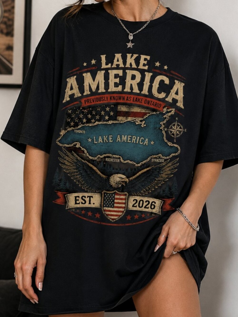 Lake America Previously Ontario Canada Funny Political Graphic Tee
